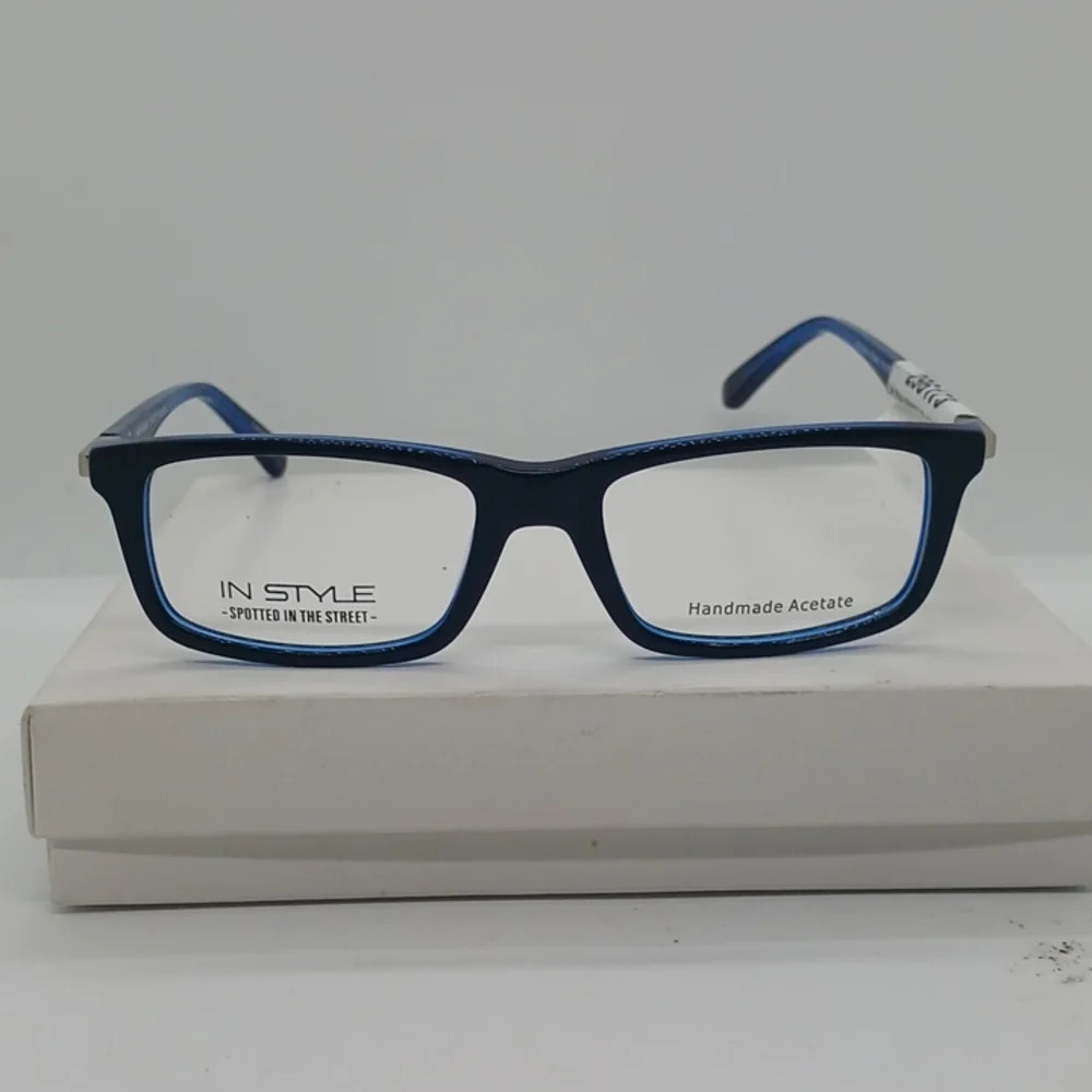 NWT MEN'S IN STYLE EYEGLASS FRAMES ISAM26 BLACK BLUE